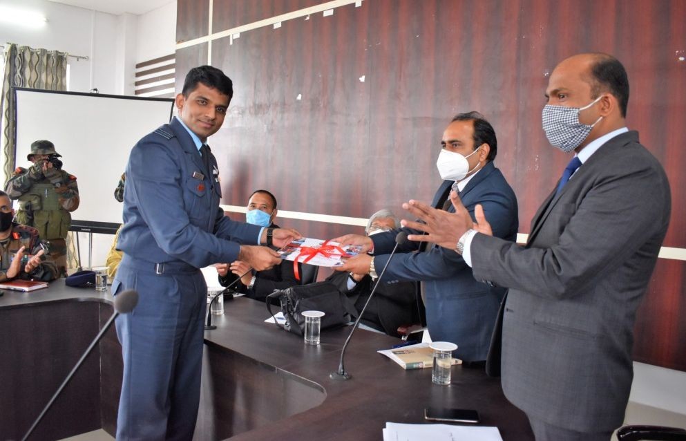 Home Commissioner Nagaland Abhijit Sinha giving away the Certificate of Appreciation to the Indian Air Force and others during the felicitation programme held in Kohima on January 15 in recognition of the efforts and services rendered by various agencies, organizations and volunteers in dousing the Dzükou Valley fire which broke out in December 29, 2020. (DIPR Photo)